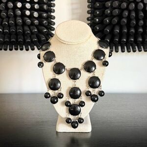 Vintage Black and Silver Bubble Statement Bib Necklace